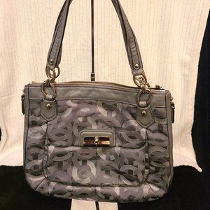 Coach Rare Grey & Silver Canvas Penelope Hobo